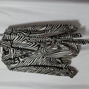 Japna Zebra Print Tie-Waist Wrap Blouse